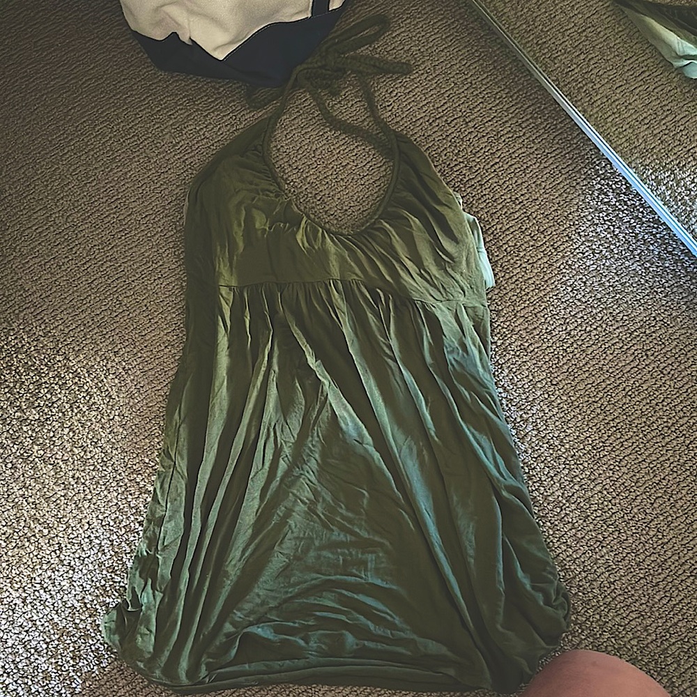 Green built-in bra top